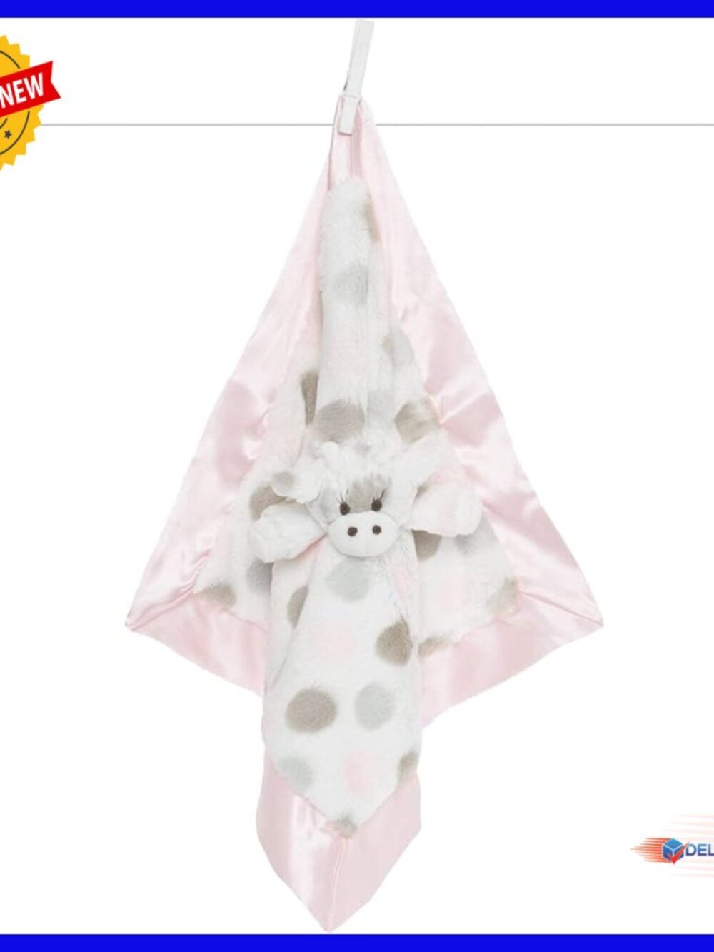 Ultra-Plush Giraffe Lovey Blanket 17x17 Soft Faux Fur Satin Trim